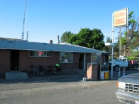 Coleman�s Service run by Brian Coleman, grandson of the original owner. He welcomed us, fed us, steered us to the High School to sleep, and had a pot of coffee with two ceramic mugs waiting for us in the morning. Thanks Brian.
