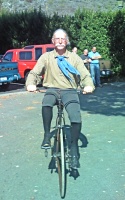 Randy Mitchell on one  of Jack's velocipedes